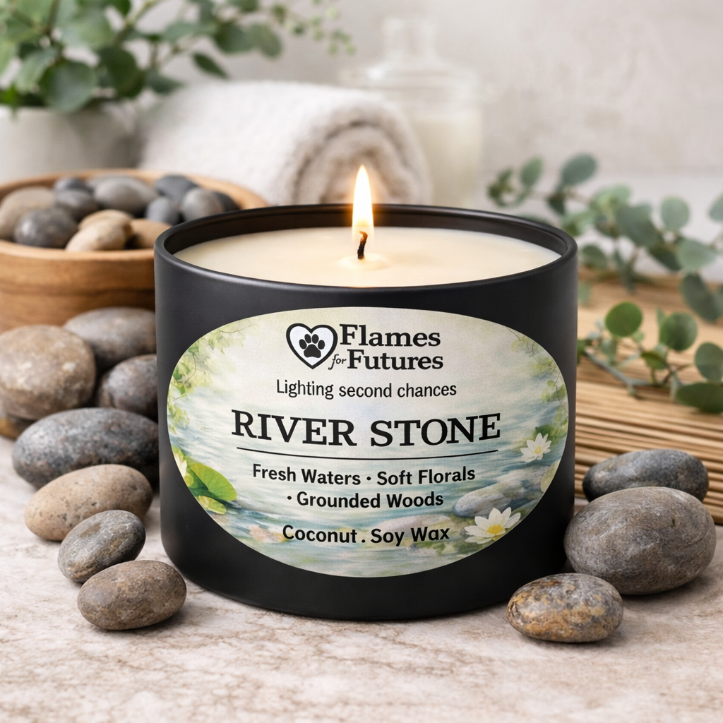 River Stone Candle - 8oz Matte Black Tin