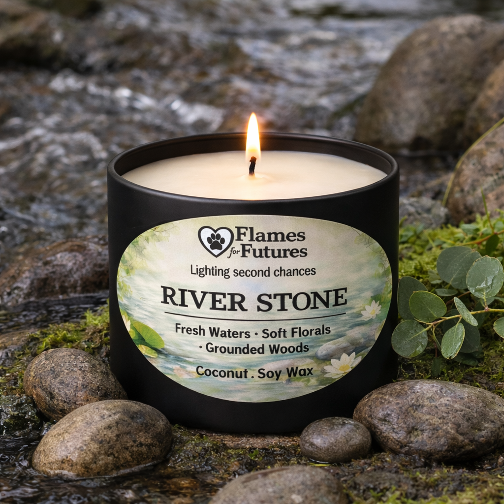 River Stone Candle - 8oz Matte Black Tin