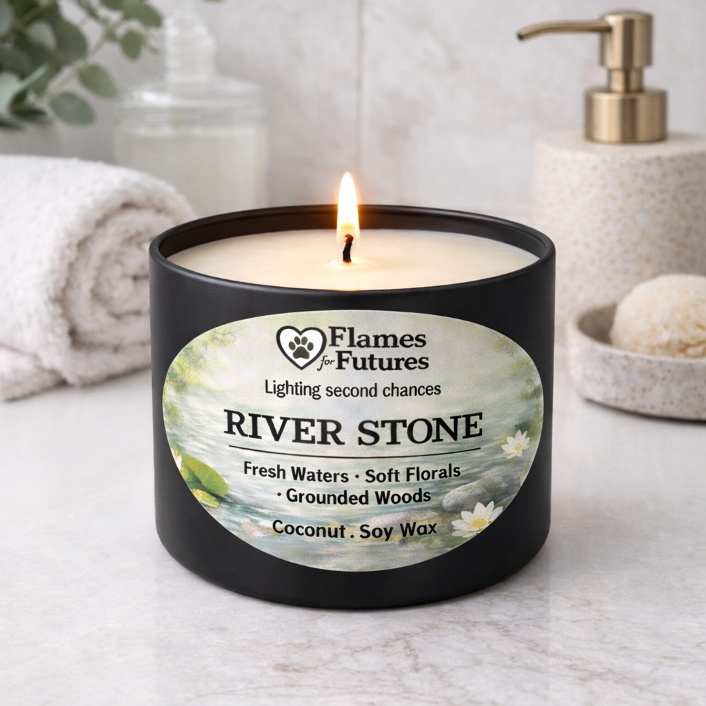 River Stone Candle - 8oz Matte Black Tin
