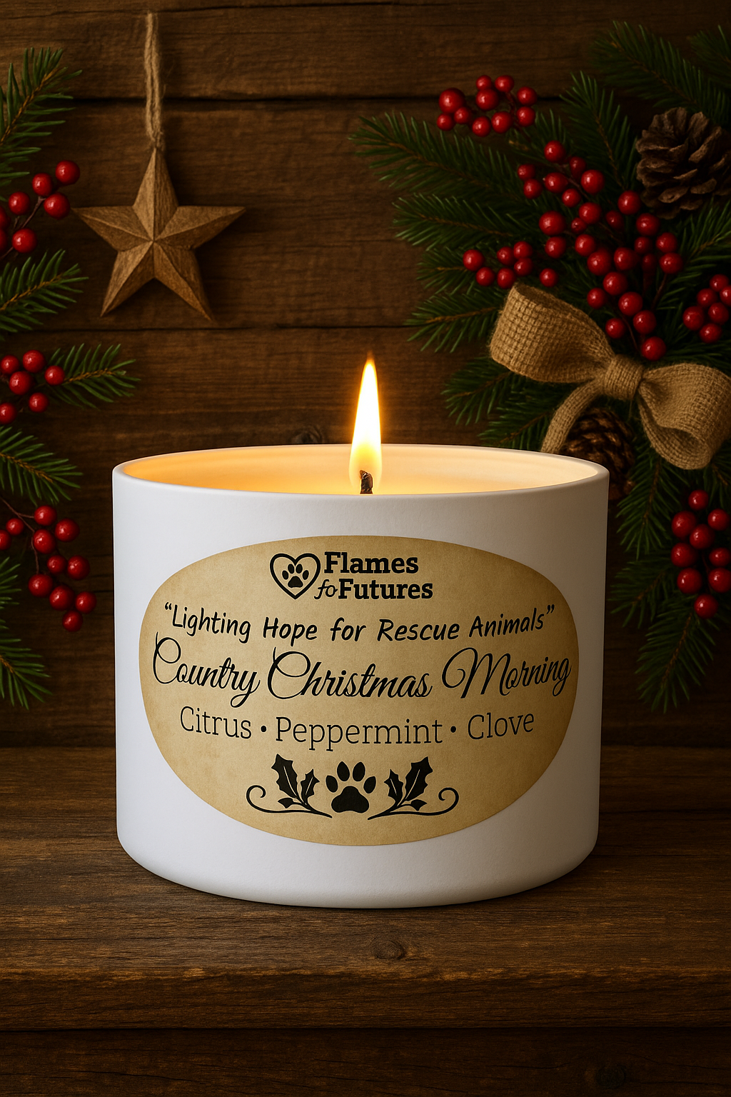 Flames for Futures “Country Christmas Morning” made per order