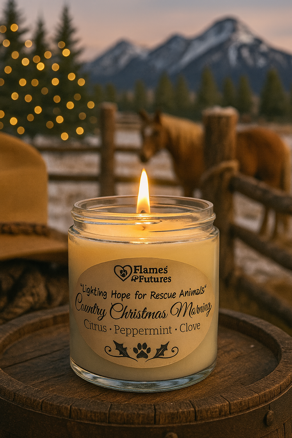 Flames for Futures “Country Christmas Morning” made per order