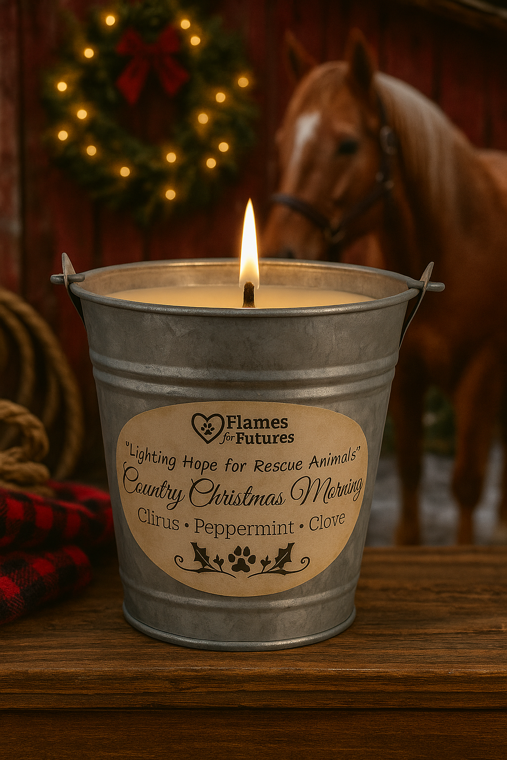 Flames for Futures “Country Christmas Morning” made per order
