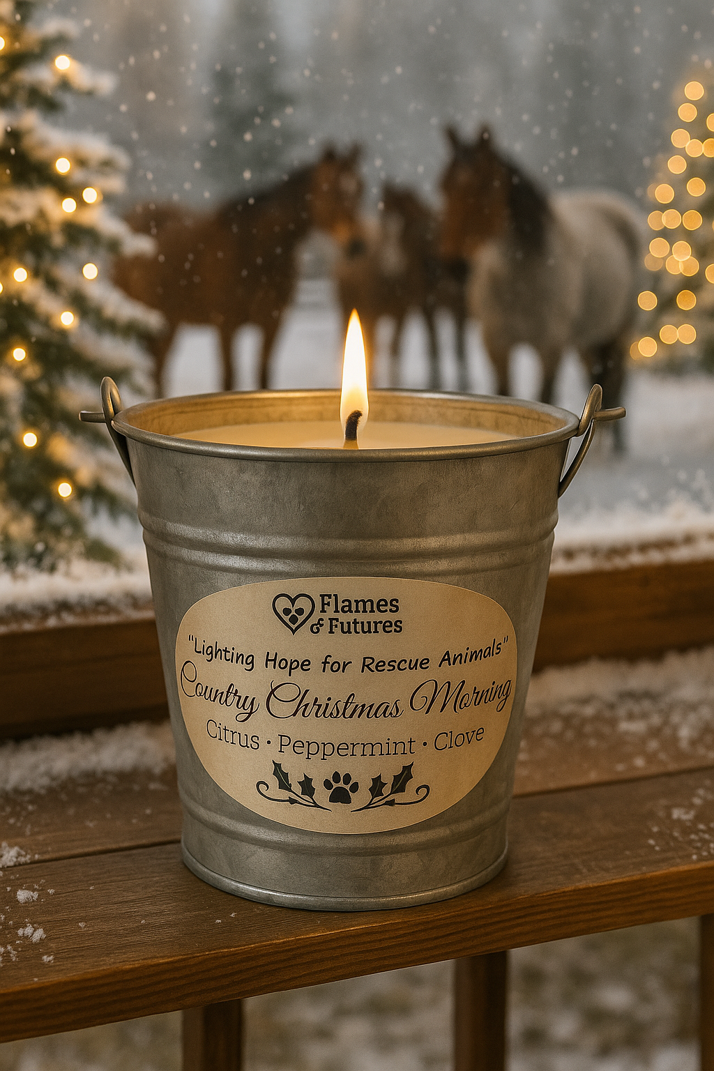 Flames for Futures “Country Christmas Morning” made per order